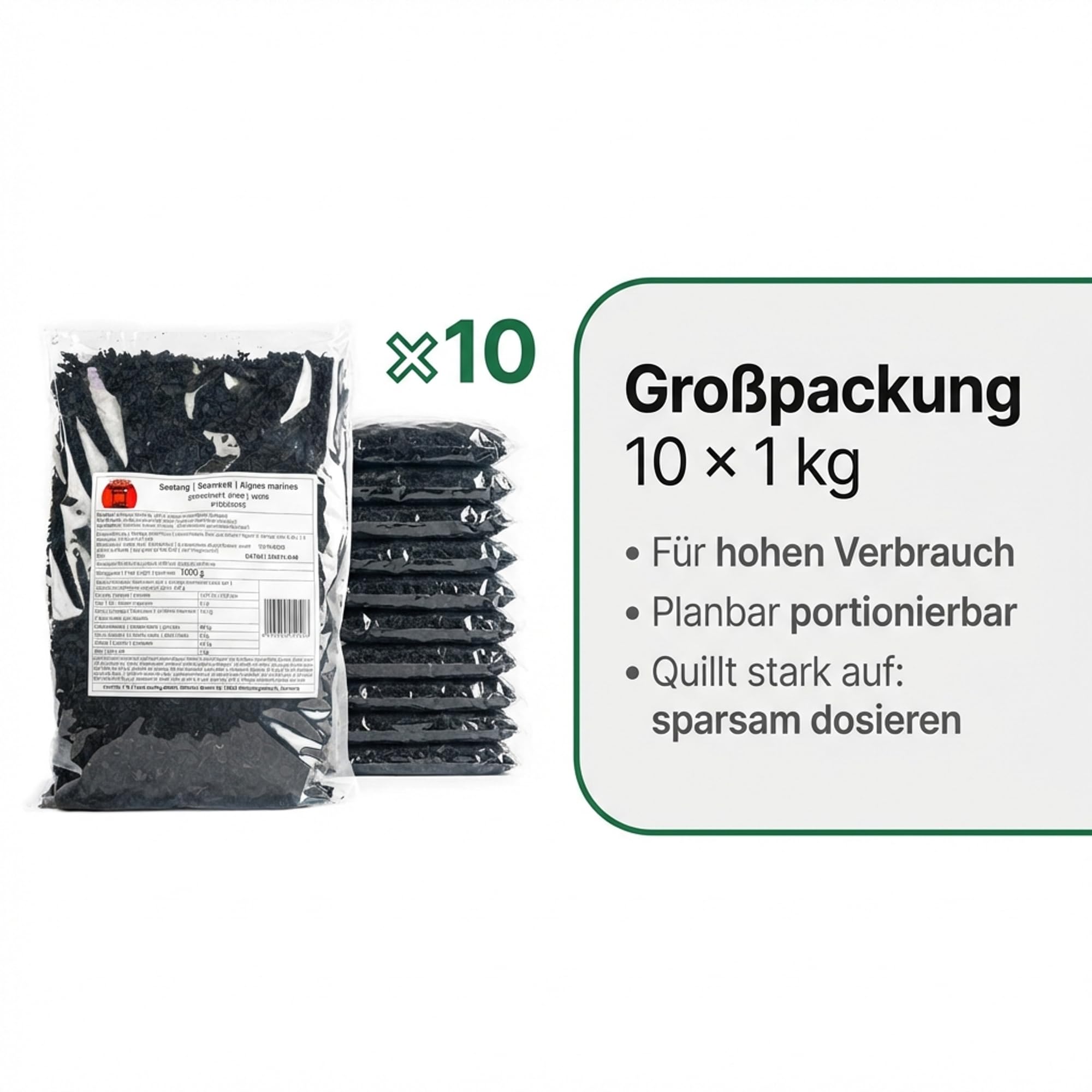 Takori Wakame Flocken für Miso-Suppe 10x 1 kg, Seetang getrocknet für asiatische Küche, vegan und glutenfrei