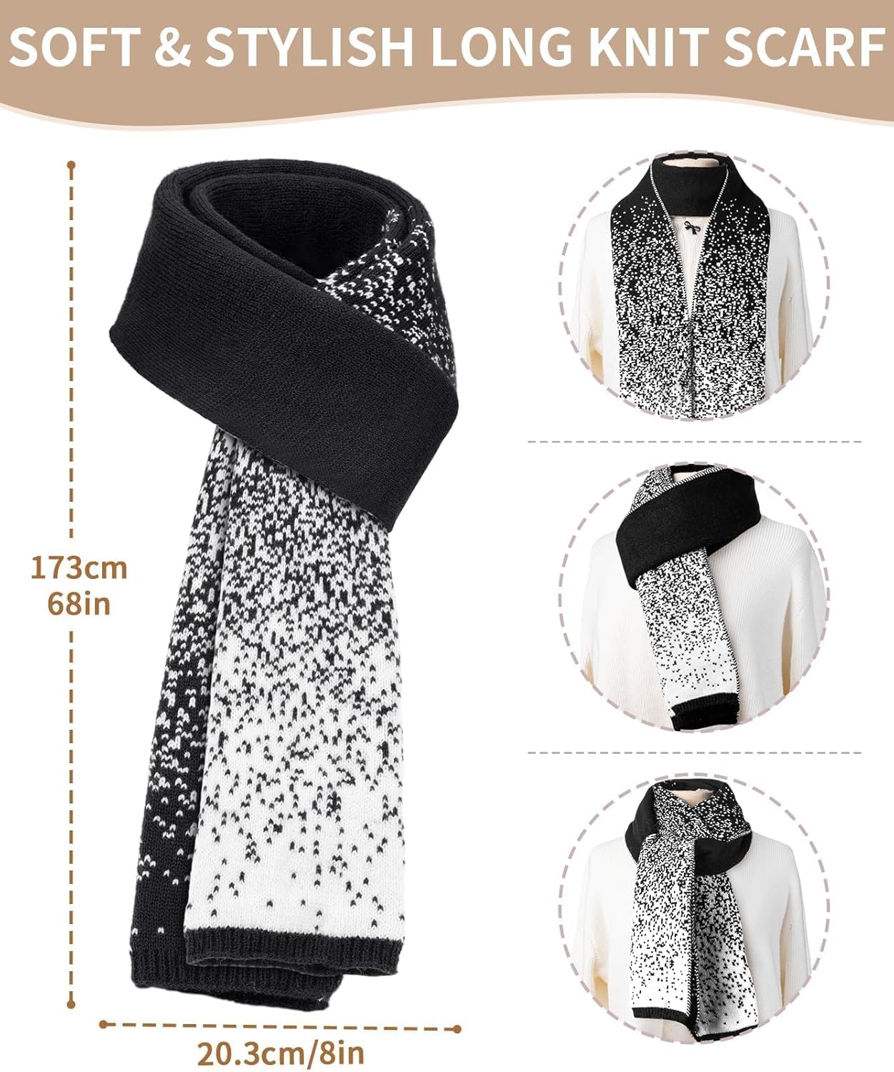 Remifa Womens Winter Beanie Hat Scarf Gloves Set, Pom Pom Warm Hat Long Knit Scarf Touchscreen Gloves 3 In 1 Christmas Gift - Image 3