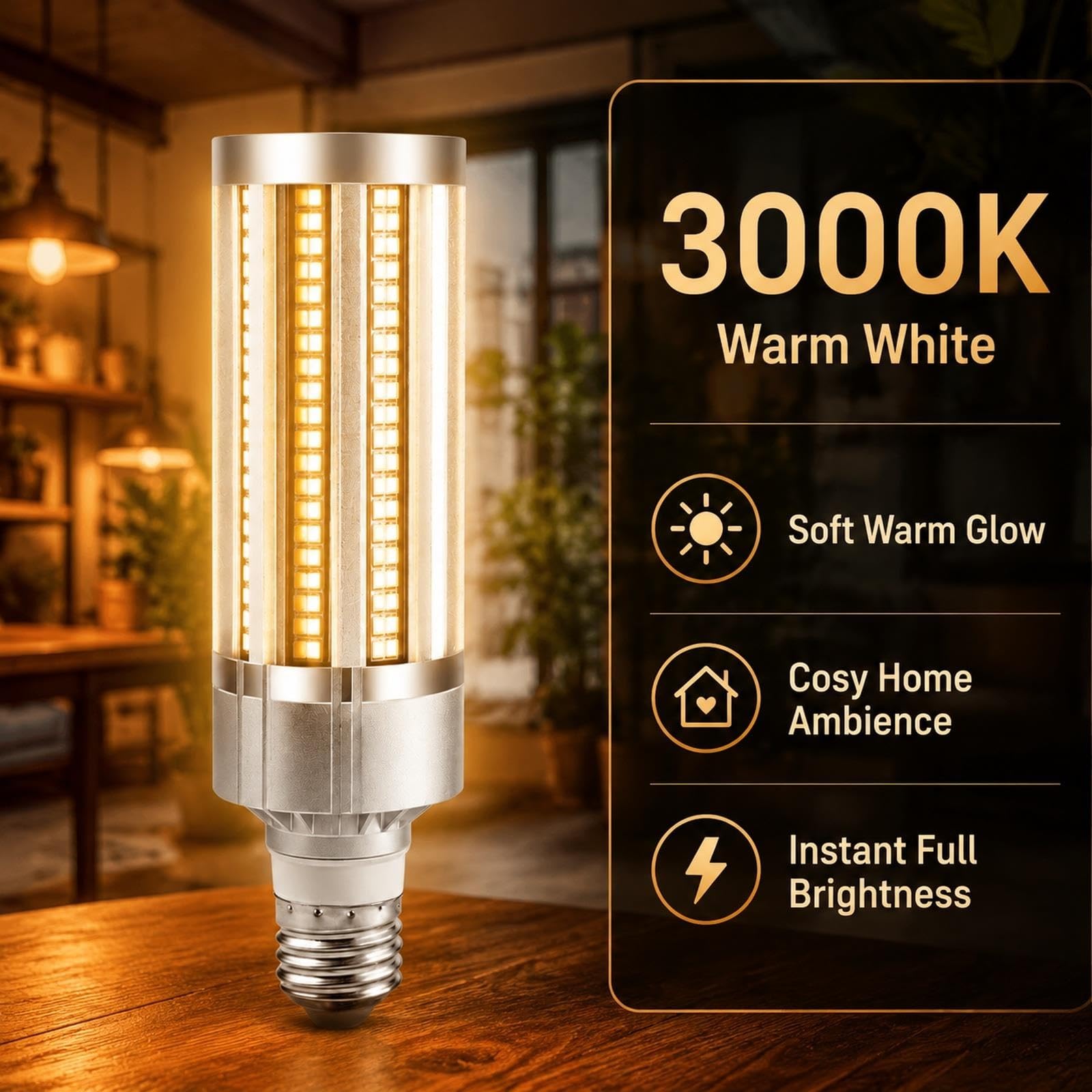 Lampadina LED Mais E27 Luce calda 3000K 60W Alta Potenza Non Dimmerabile