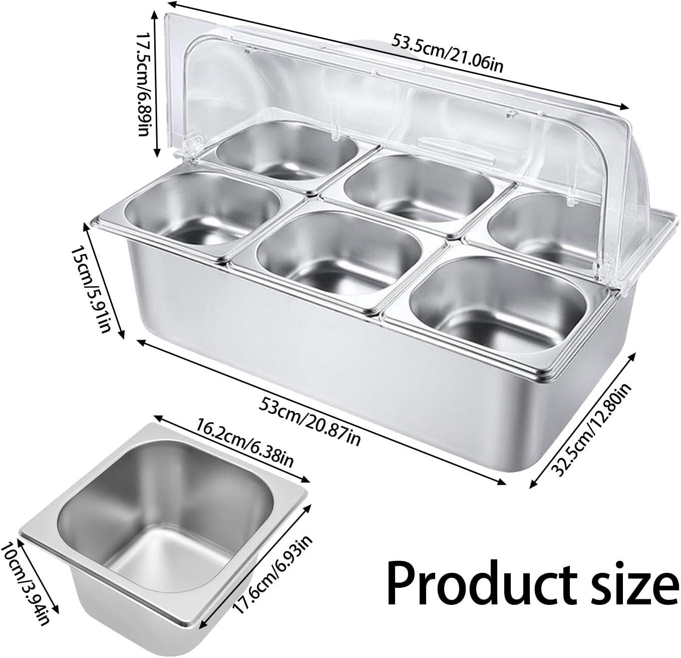 hejhncii Stainless Steel Food Pan Set With Lid For Catering And Restaurant Use Buffet Display Equipment Rectangular Food Box Stainless Steel Catering Pan
