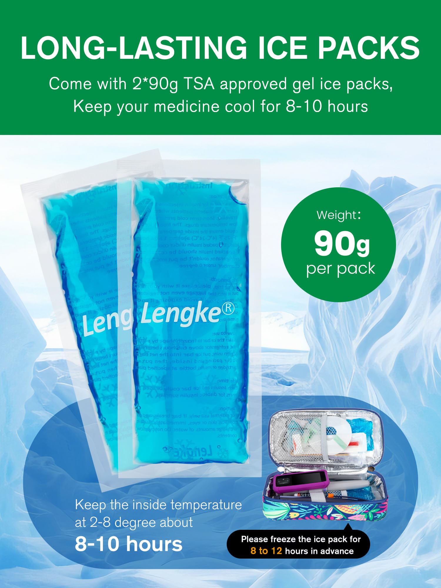 SUNMON Pochette Isotherme Insuline, Pochette Isotherme Medicament avec Affichage de Température, Glacière Insuline avec 2 Sac de Glace Certifiés TSA, Etui pour Stylo à Insuline pour Voyage