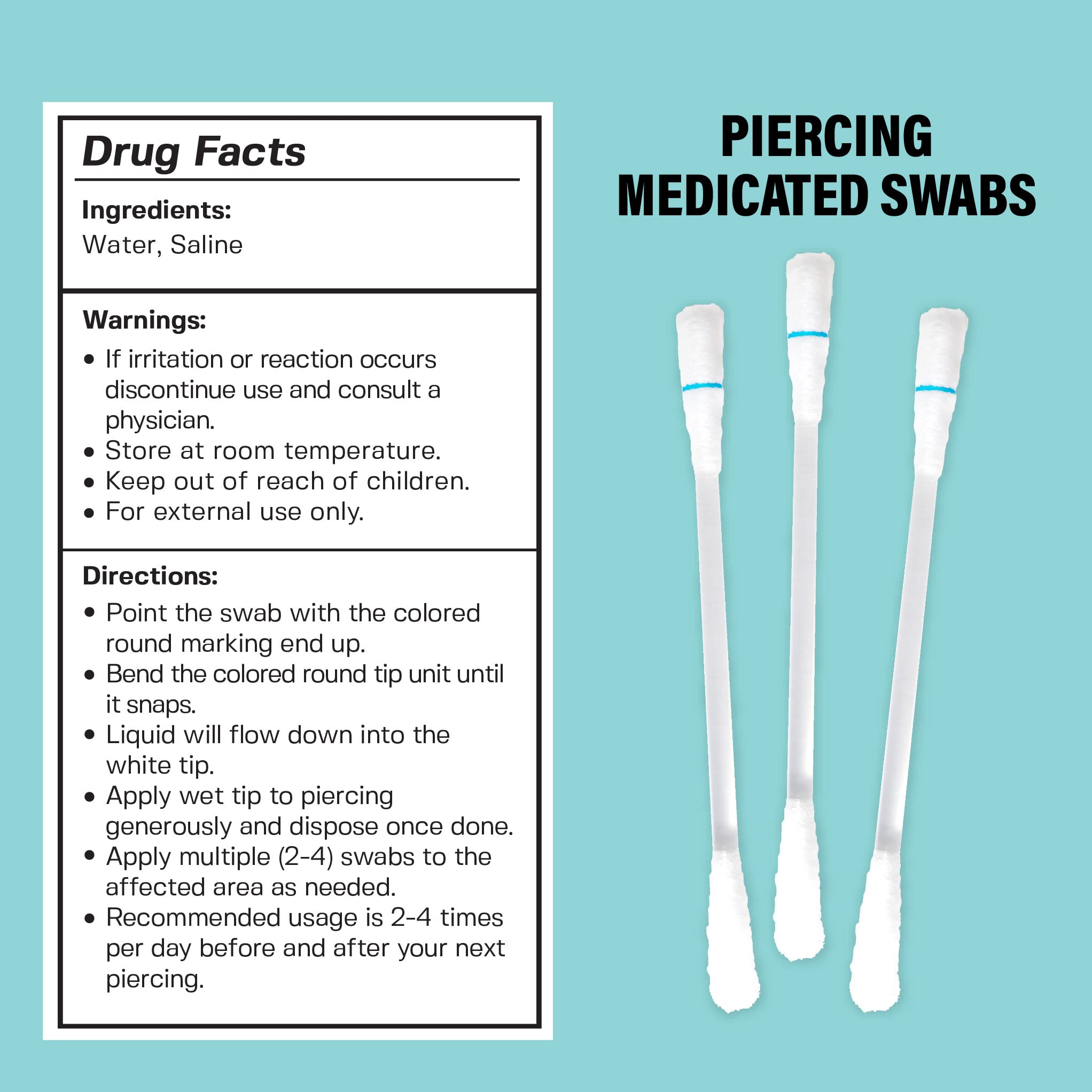 Base Labs Piercing Aftercare Kit 50 Medicated Swabs Cleanses