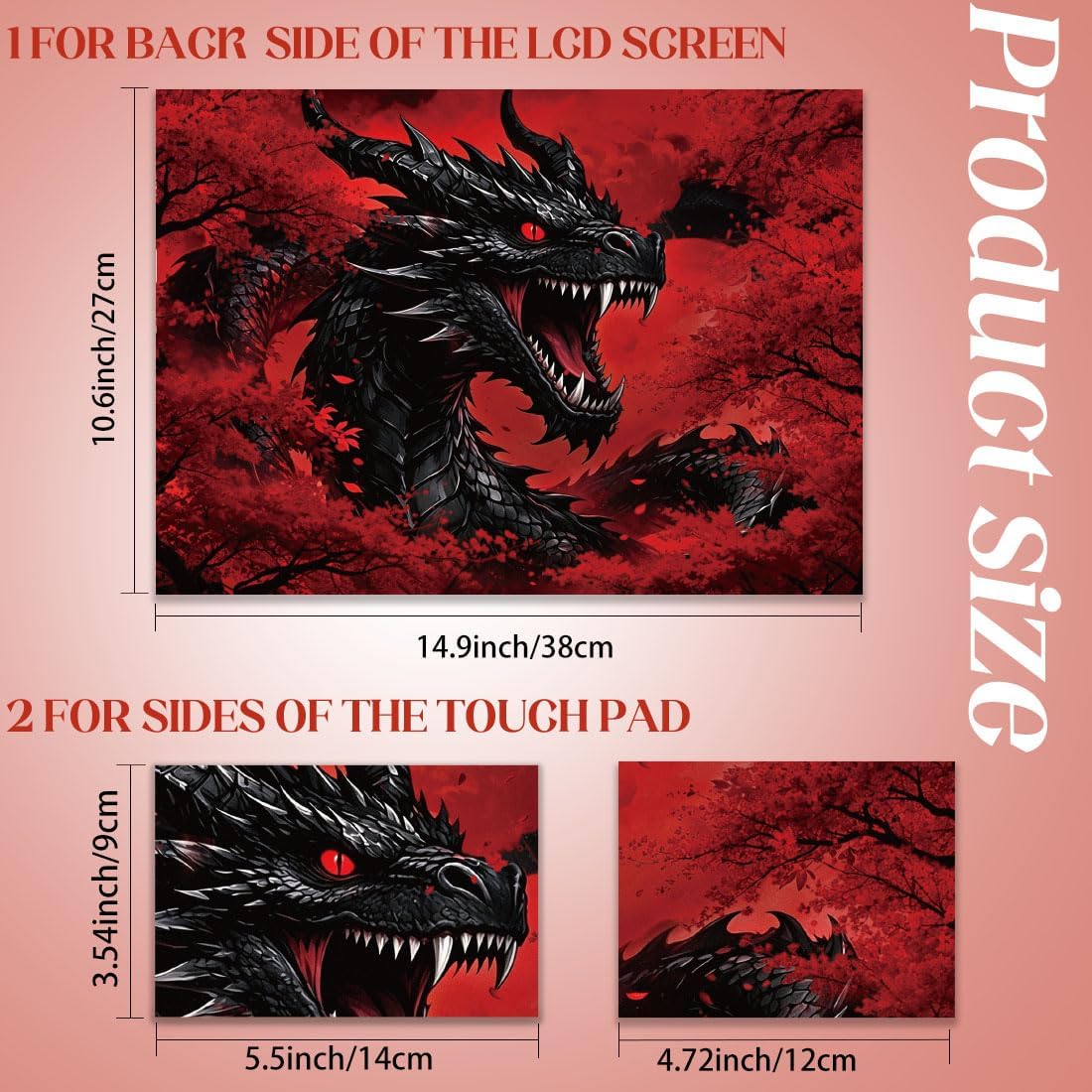 SUPERDANT Laptop Skin Sticker Dragon Laptop Decal Personalized Dark Fantasy image 2