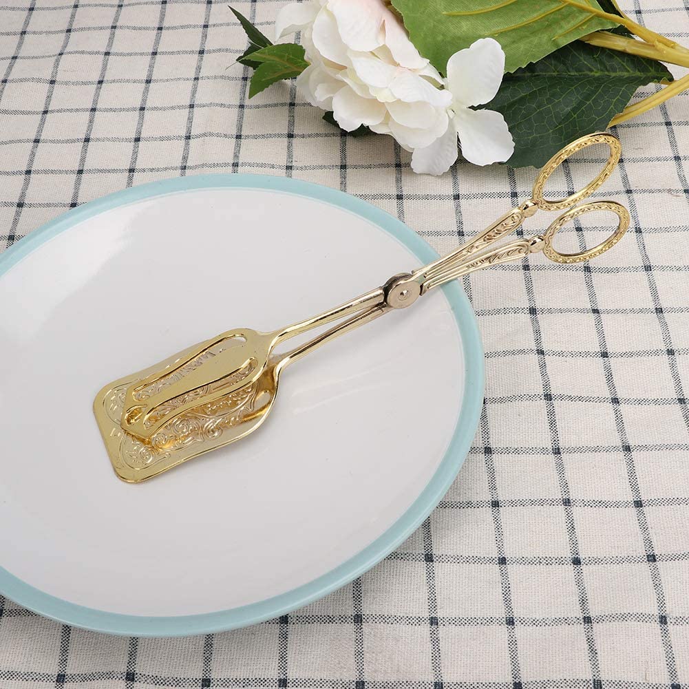 Servierzange, 2 Stück, Brotzange, Lebensmittel-Buffet-Clip, Salatbesteck, Zinklegierung, Vintage-Salat-Steak-Clip für Catering (Gold)