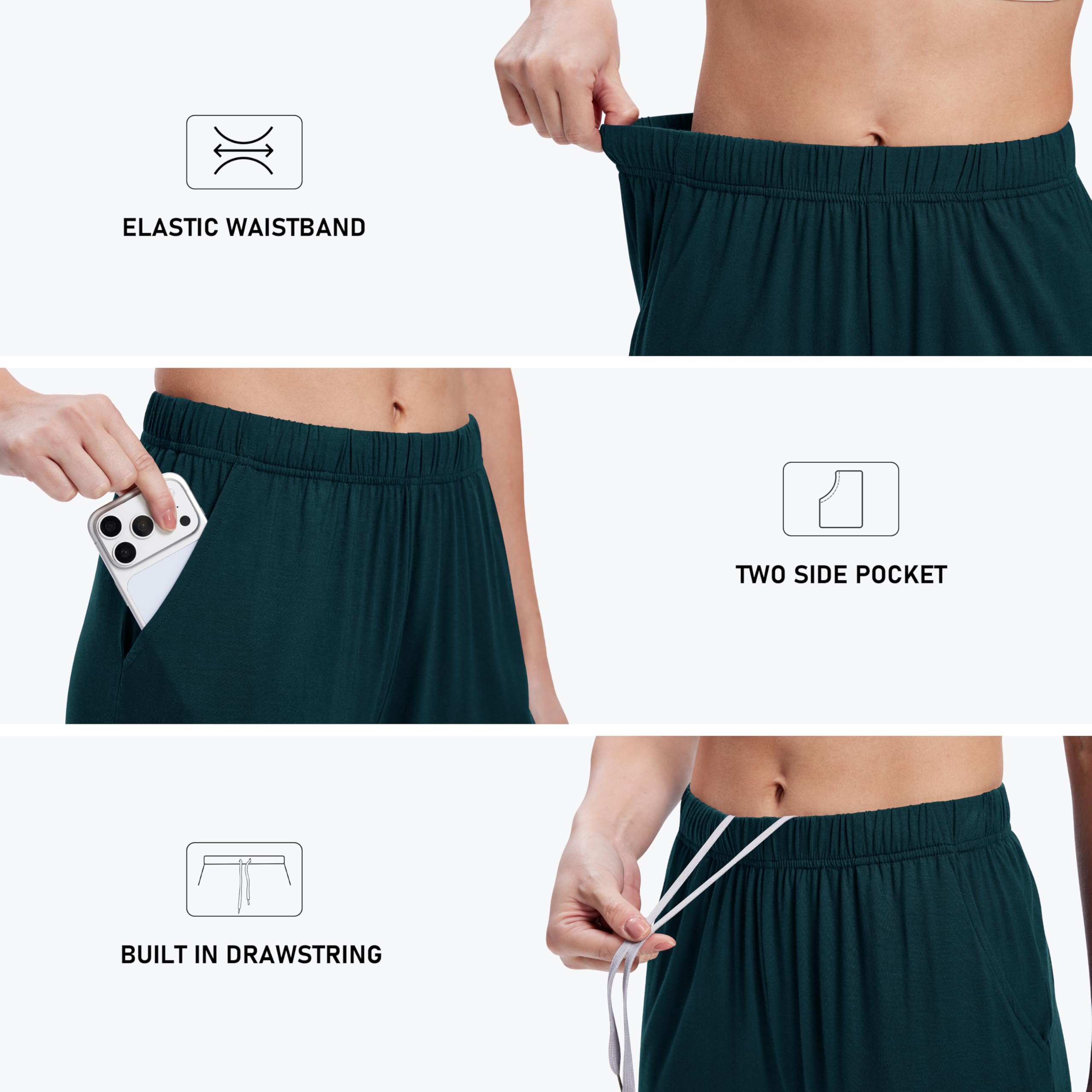MoFiz Pantaloni Corti Pigiama Donna Pantaloncini Morbidi Shorts al Ginocchio con Tasch e Coulisse