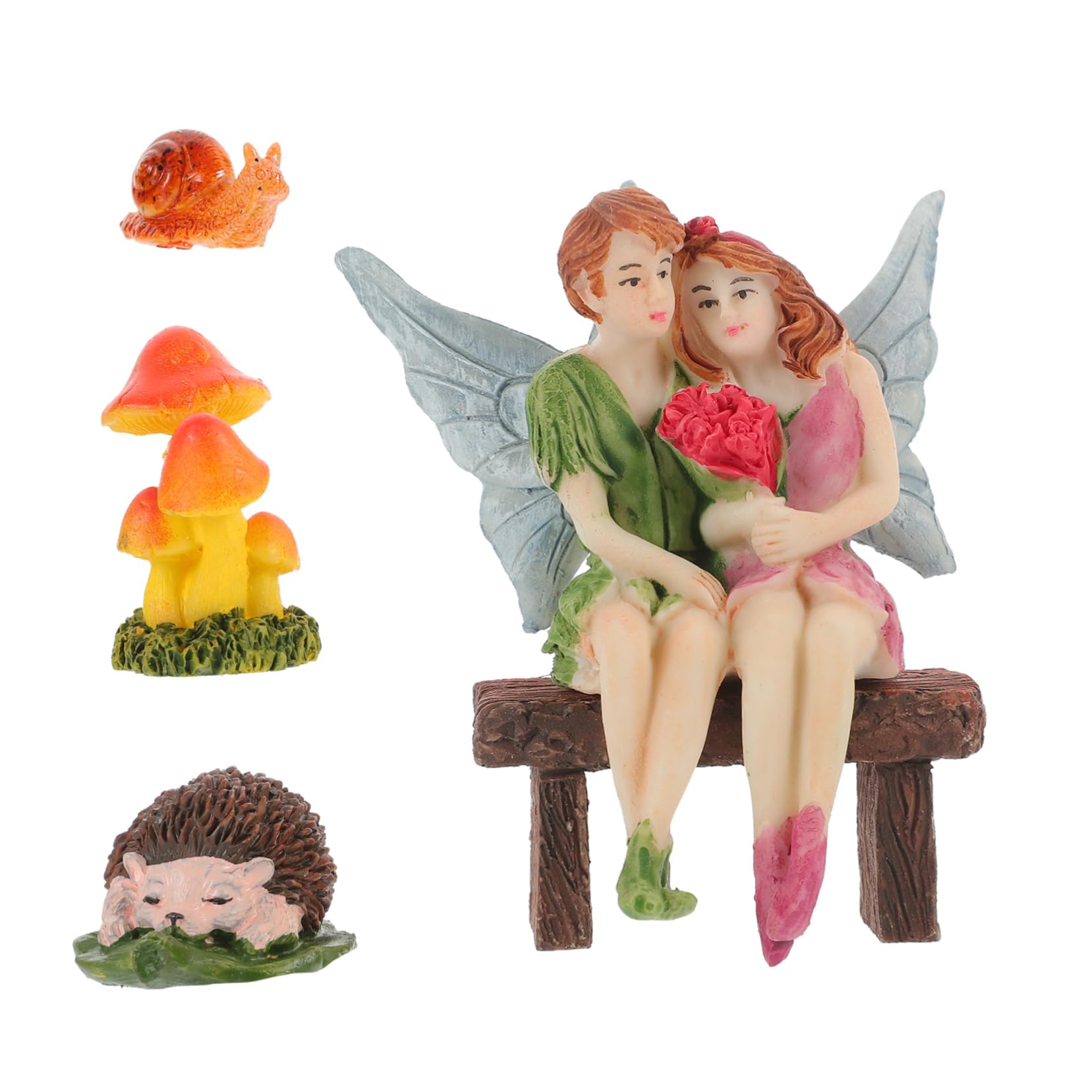 ifundom 4 Sätze Garten Deko Teiliges Widerstandsfähigem Harz Kleine Feenfiguren und Ornament für Miniaturgarten Lebendige Dekoration für Drinnen und Draußen