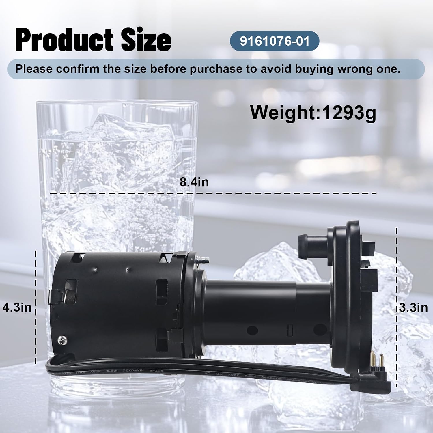 9161076-01 Water Pump Replacement 115V Ice Machine Pump Motor Compatible with Ice-O-Matic Replaces GPP-1MH-1P HRIM-21-115 803338 60/50Hz 0.38A 7W