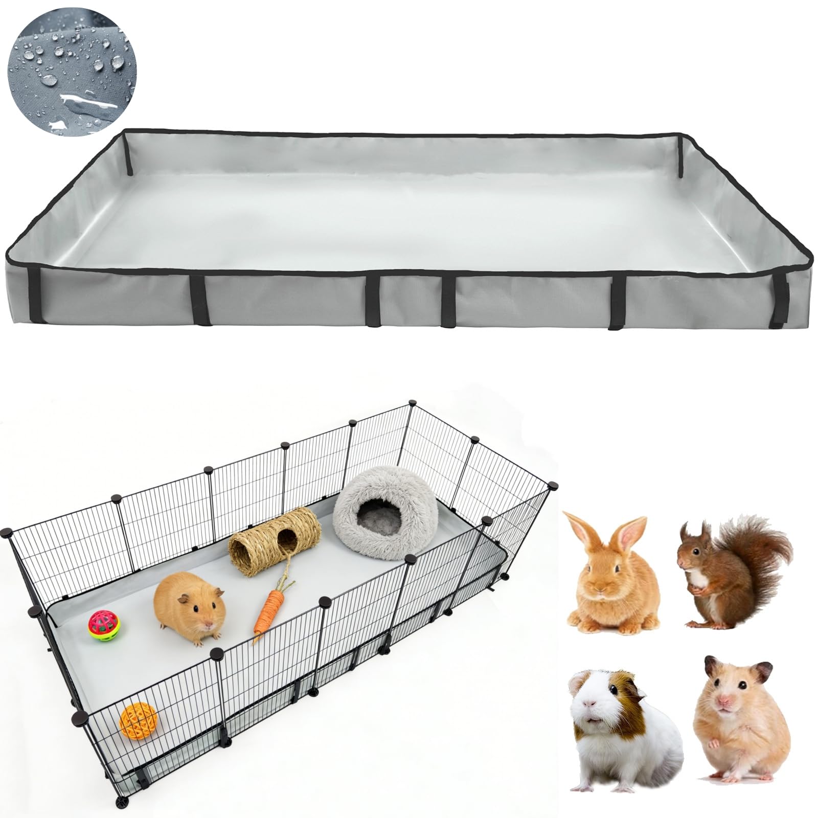 DZWLKJ Guinea Pig Cage Liner Tarp Bottom Waterproof and Washable Base Also for Rabbits, Bunny, Chinchesillas, Hedgehog, Ferrets and Other Small Animals(24x60 inches)