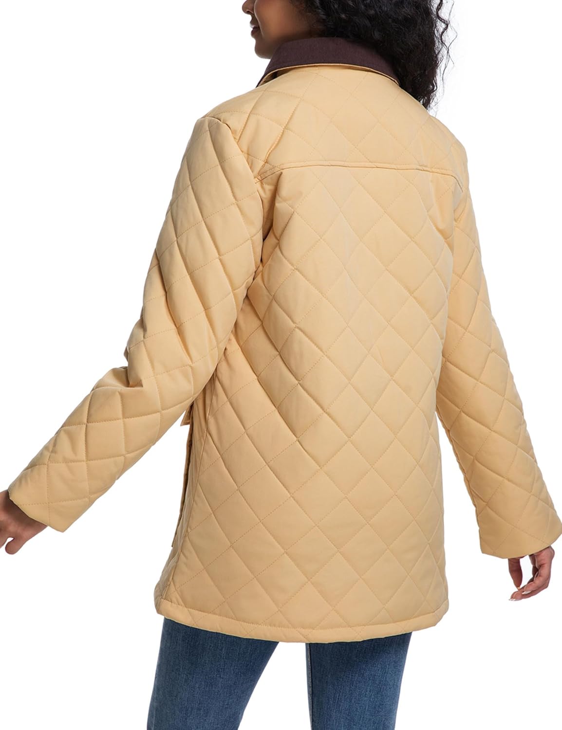 BQDCQB Quilted Barn Jacket for Women Corduroy Collar Lightweight Puffer Jackets Casual Winter Coat with Pockets - Image 6