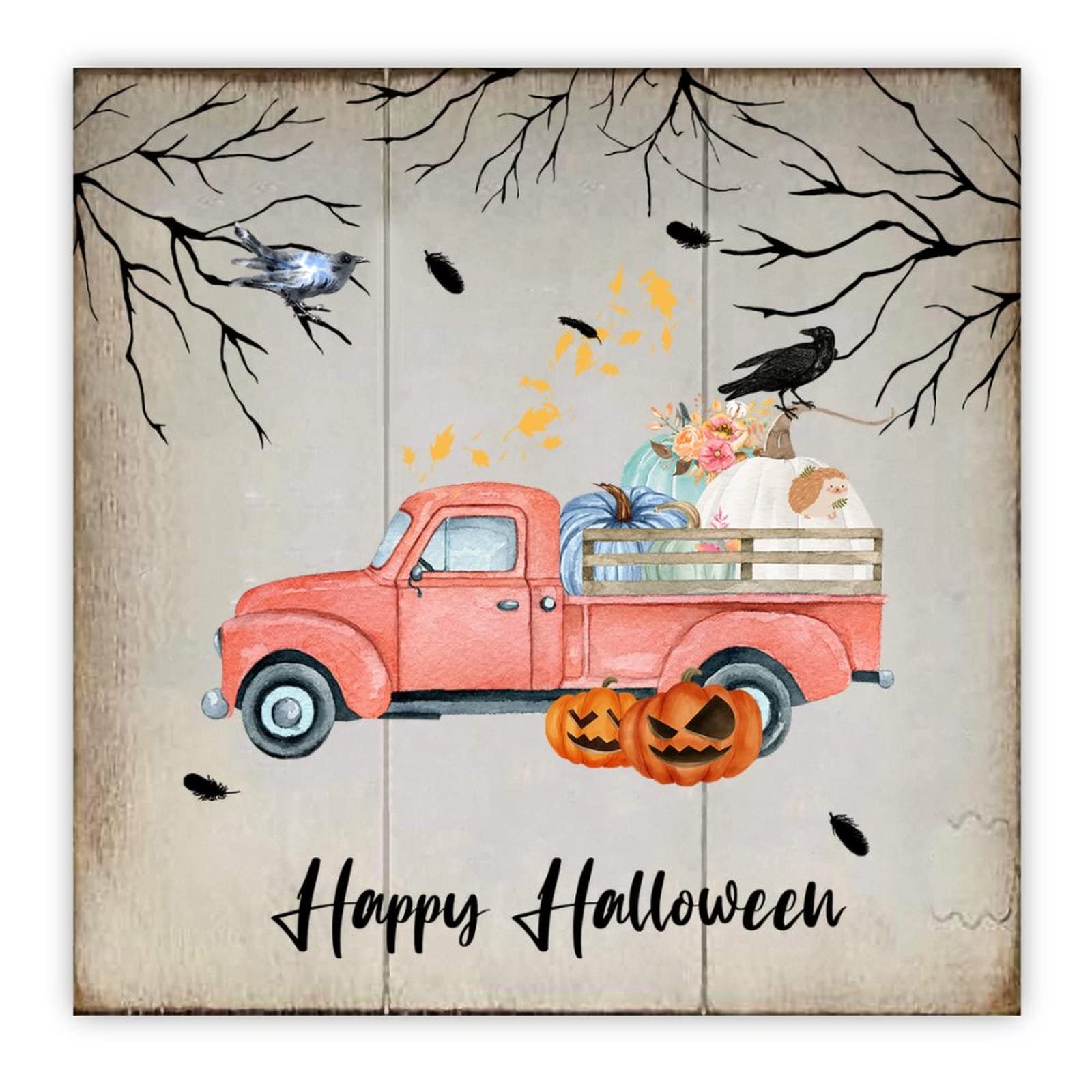 Panneau en bois Happy Halloween et décoration murale pour salon