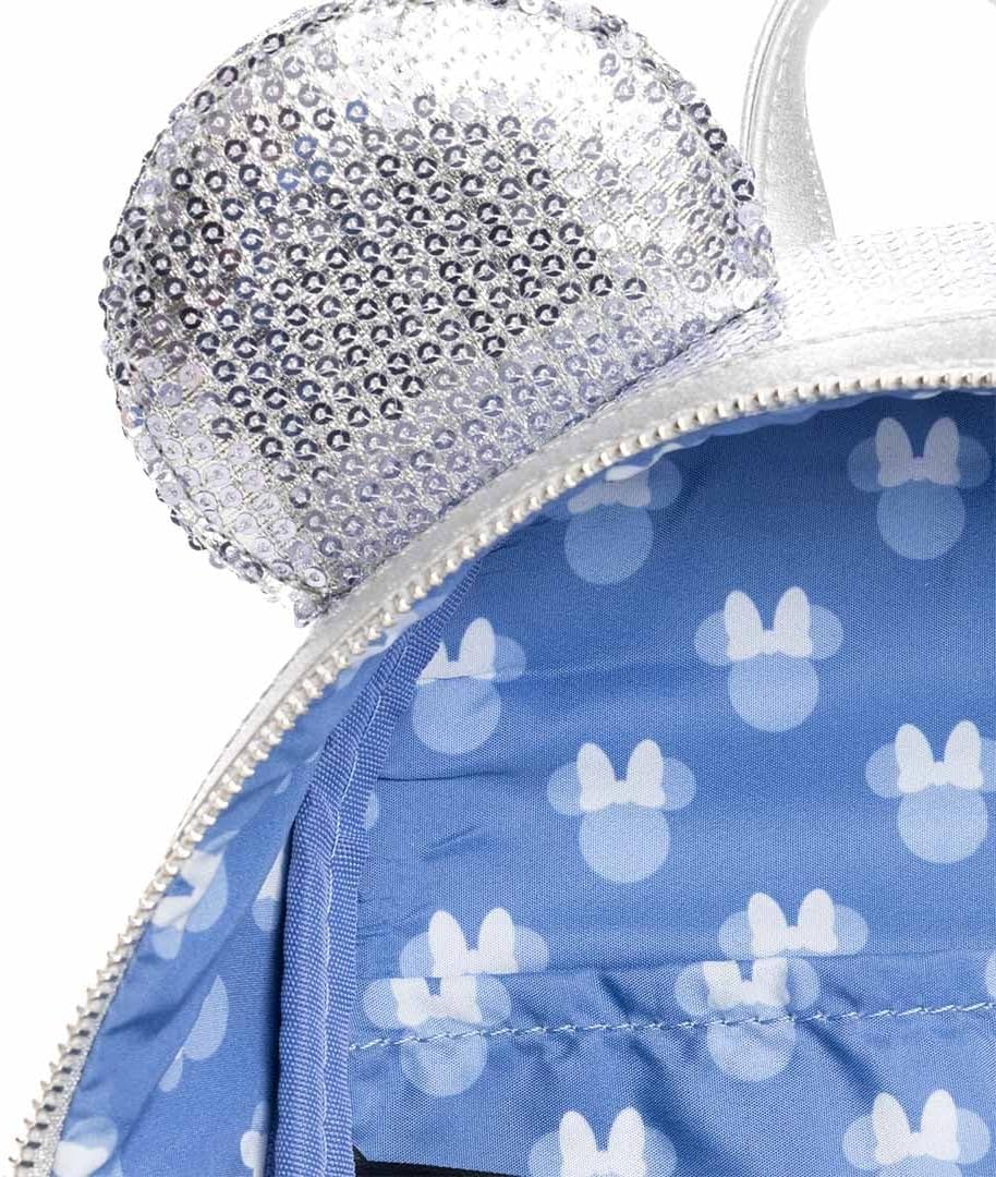 Loungefly Disney Minnie Mouse Platinum Sequin Womens Backpack