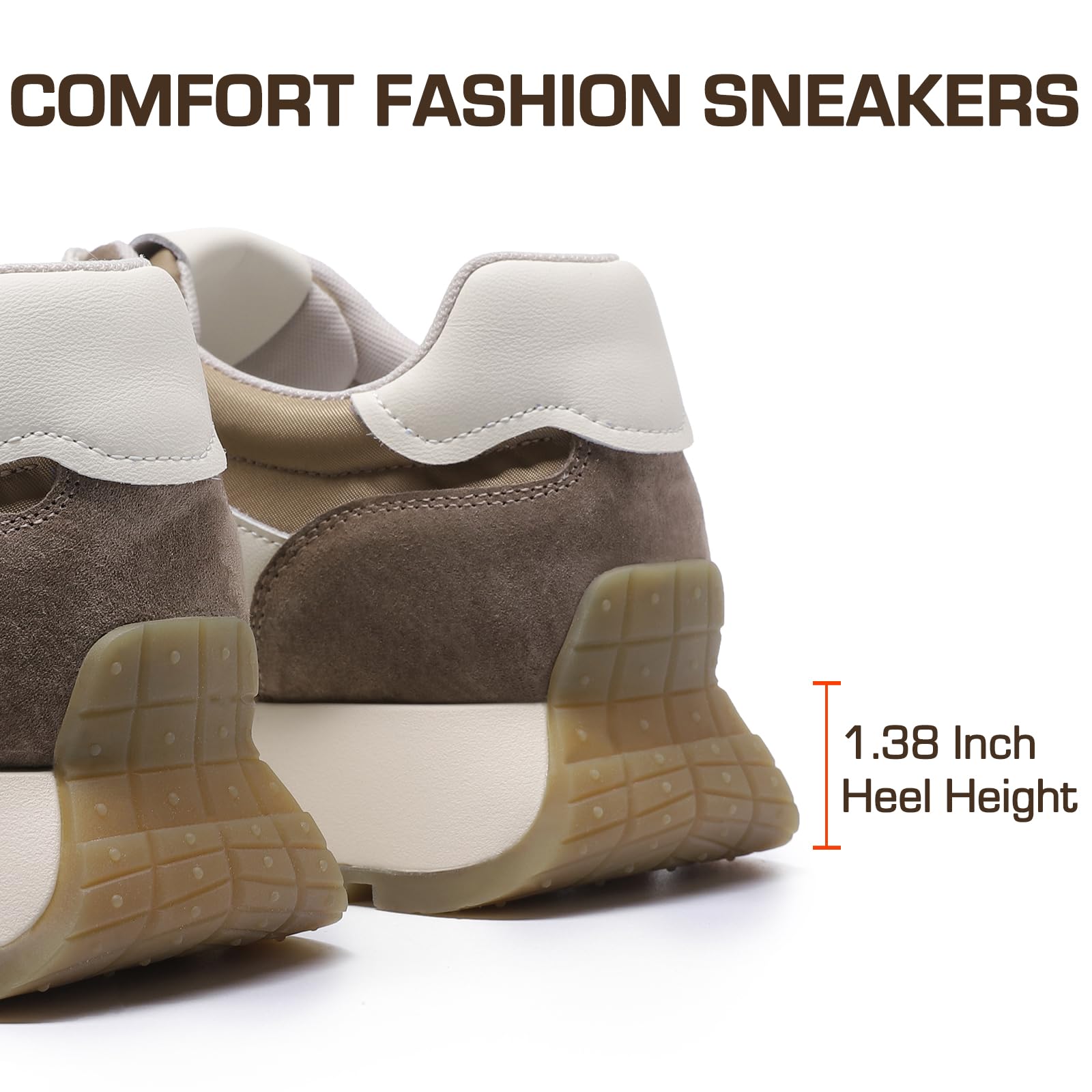 somiliss Platform Fashion Sneakers for Women Suede Patchwork Casual Tennis Shoes Comfortable Non Slip Running Walking Shoes: 9 Brown