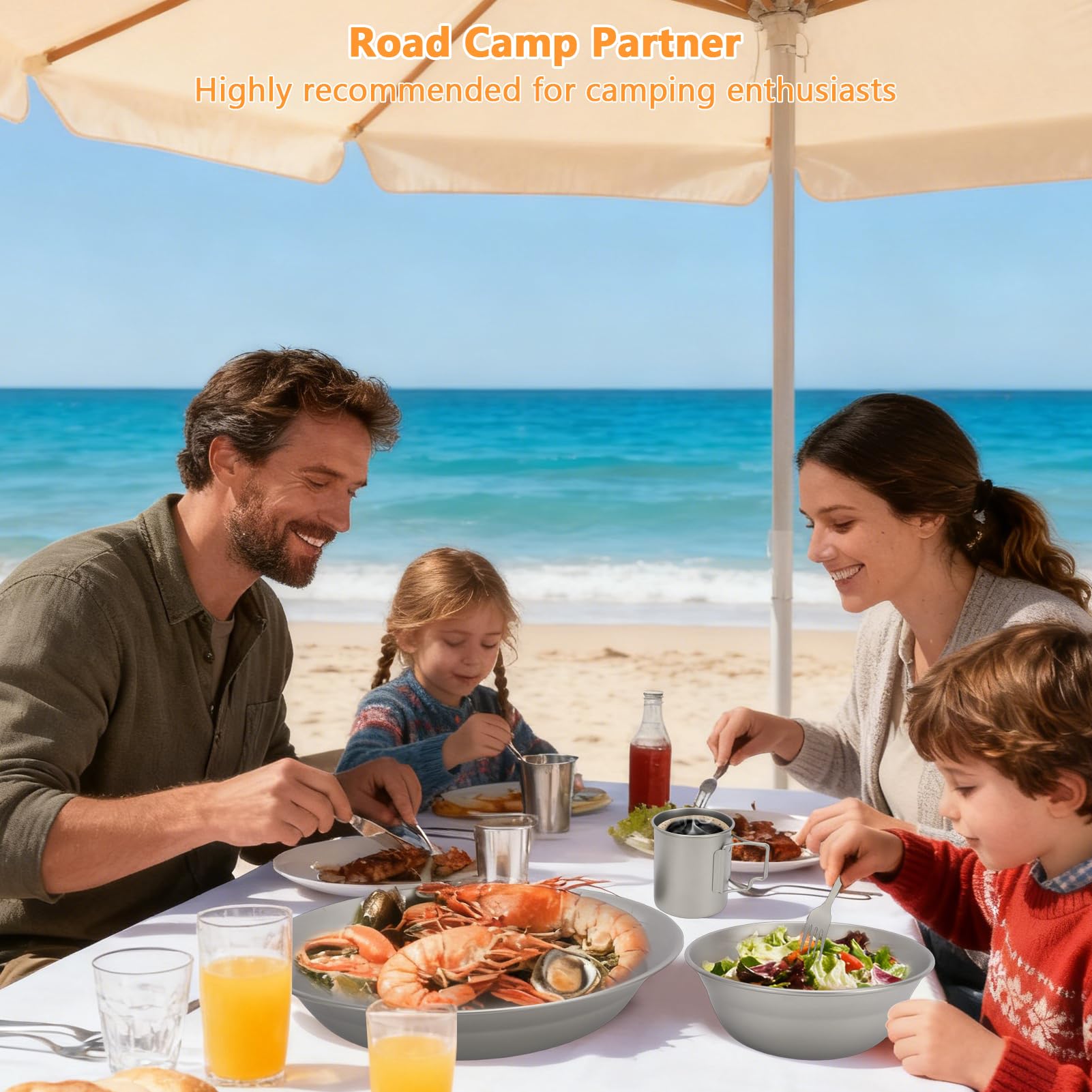 10-teiliges Campingbesteck Set mit Teller, Schüssel und Becher - Perfekt für Reisen, Picknick und Outdoor Aktivitäten, inklusive Aufbewahrungstasche und stapelbarem Design