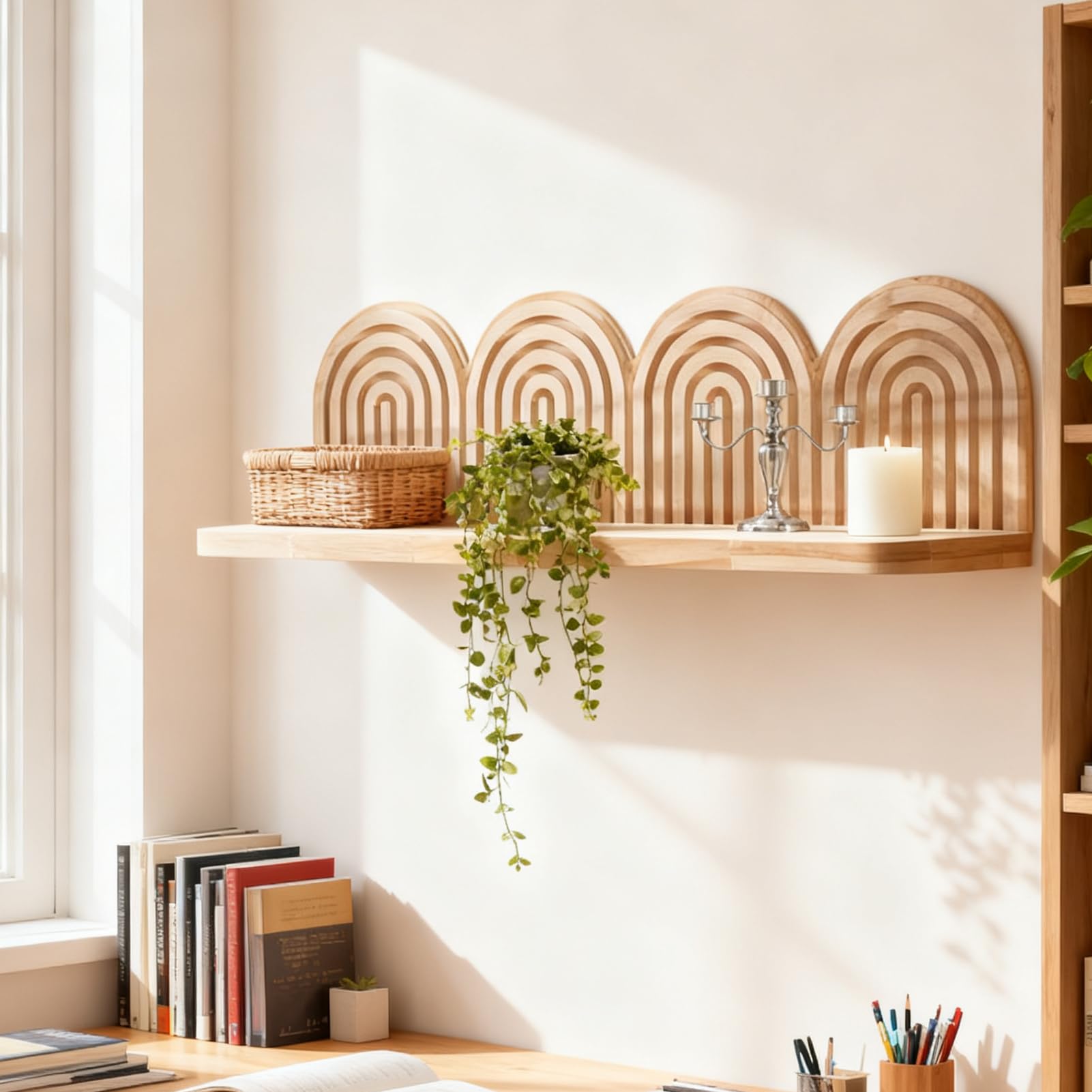 Bohemskie Półki Ścienne Drewniany Boho Organizer Do Ekspozycji