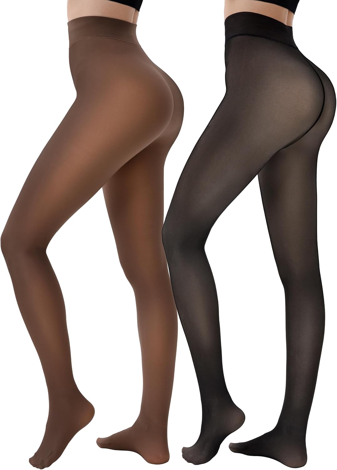 Warm Fleece Lined Tights for Women – 2 Pairs of Thermal Pantyhose