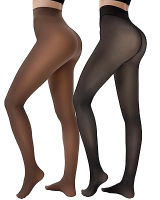 HONGTEYA Fleece Lined Tights Women Winter Thermal Leggings Pantyhose Fake Translucent Thick Warm Sheer Tights