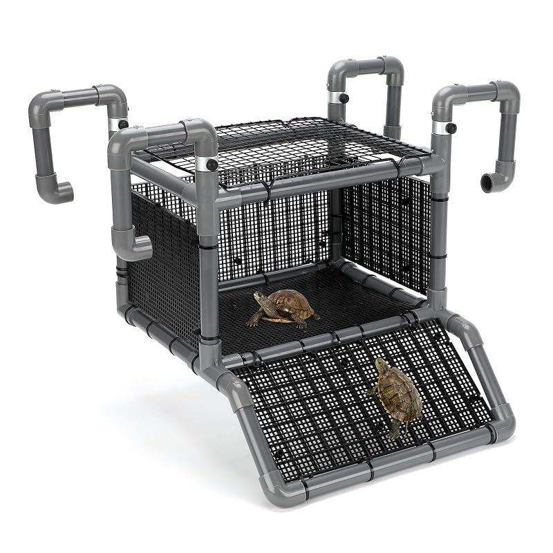 Plataforma de Basking Suspensa para Tartarugas em Aquário com Rampa e Tela Metálica SKARUS, Grande (Large)