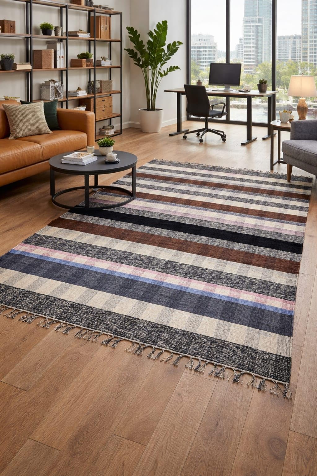 Cotton Floor Mat, Multicolour Striped Dari for Bedroom, Living Room, Kids Room & Home Decor (1, Multi, 3.5x6) (1, Multi, 3.5x6 ft)-image-3