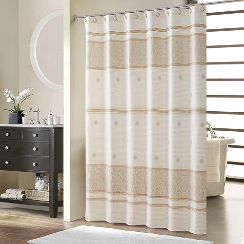 Miniatura 23 de Cortina de ducha de tela, cortina de ducha de oso y alce, cortinas de ducha de cabaña para baño, cortinas de baño impermeables, 72 pulgadas de ancho