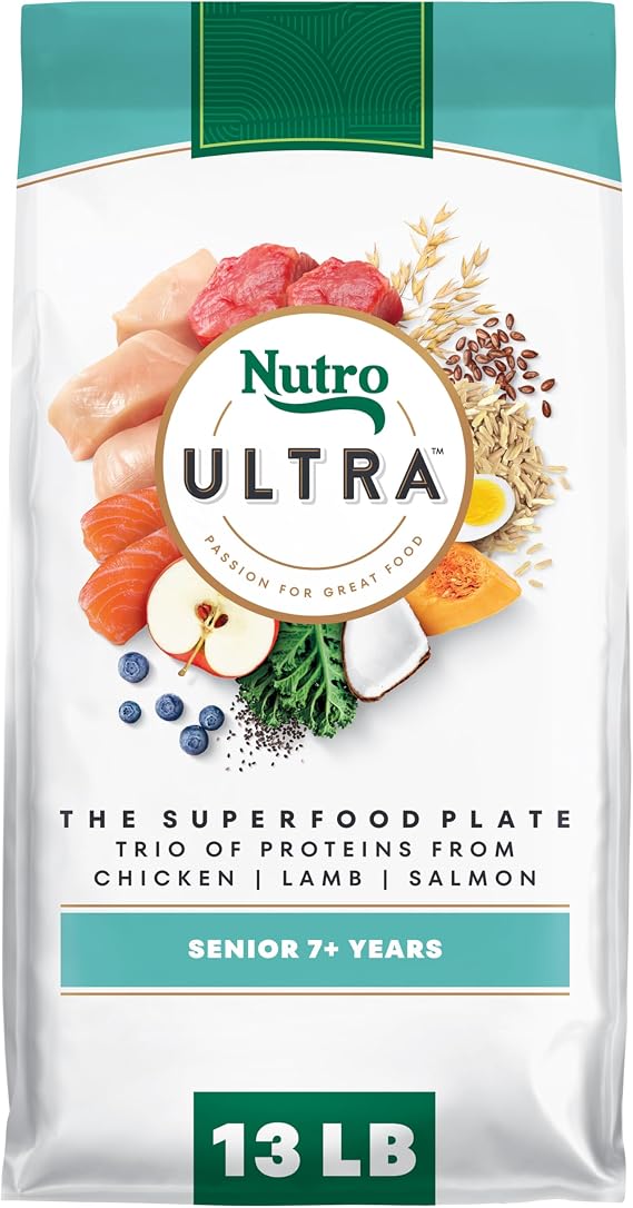 Nutro Ultra High Protein Senior Dry Dog Food, Chicken, Lamb & Salmon, 13 lb | Non-GMO, Real chicken #1 ingredient, Superfoods blend, glucosamine & chondroitin for joints, antioxidants, no by-product meal