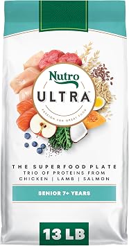 Nutro Ultra High Protein Senior Dry Dog Food, Chicken, Lamb & Salmon, 13 lb | Non-GMO, Real chicken #1 ingredient, Superfoods blend, glucosamine & chondroitin for joints, antioxidants, no by-product meal