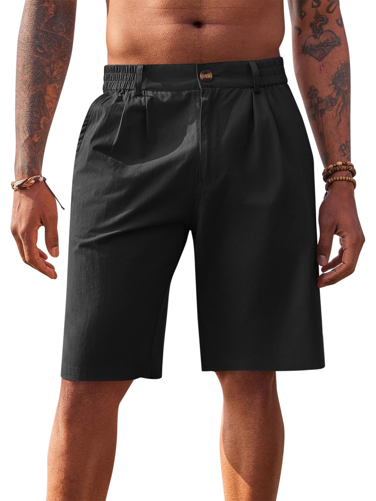 Runcati Kurze Hosen Herren Bermuda Shorts Baumwolle Leicht Sommerhose Männer Chino Golf Freizeithose mit Gummizug