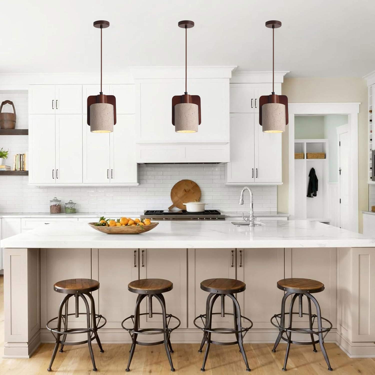 Generico Lampada A Sospensione In Travertino Wabi Mini A In Legno Vintage Nordico Per Sala Da Pranzo Comodino Isola Cucina