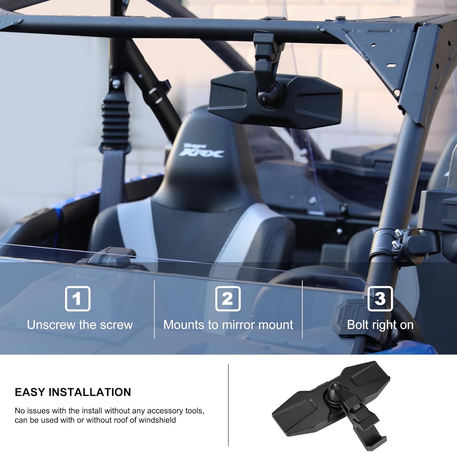 KIWI MASTER Rear View Center & Side Mirrors for Kawasaki Teryx KRX 1000 Accessories Adjustable Folding Rear View Racing Mirror ‎99994-1175