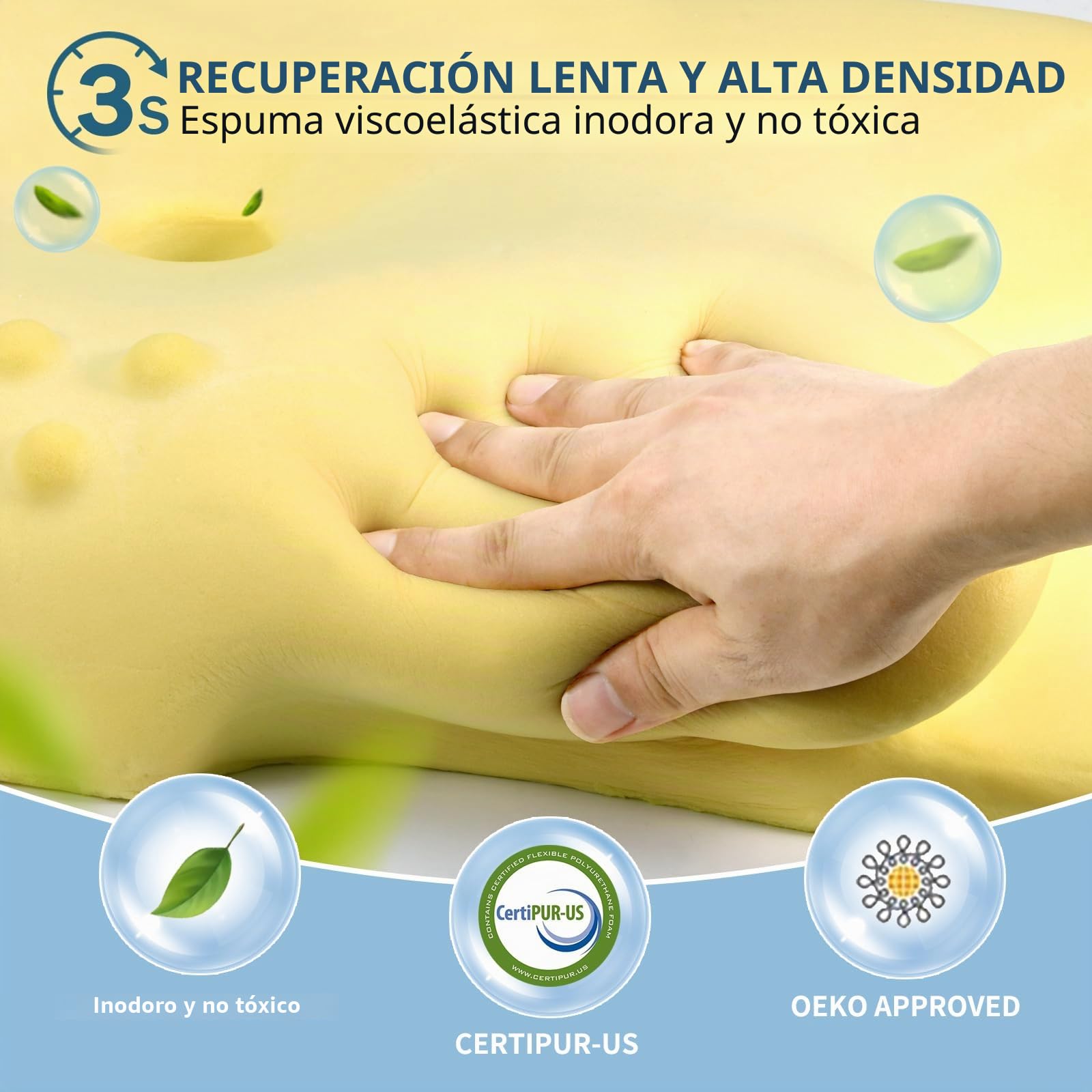 Almohada cervical para el cuello para aliviar el dolor, almohada ergonómica para dormir, almohadas de espuma viscoelástica de contorno con funda de almohada refrescante, almohada ortopédica para