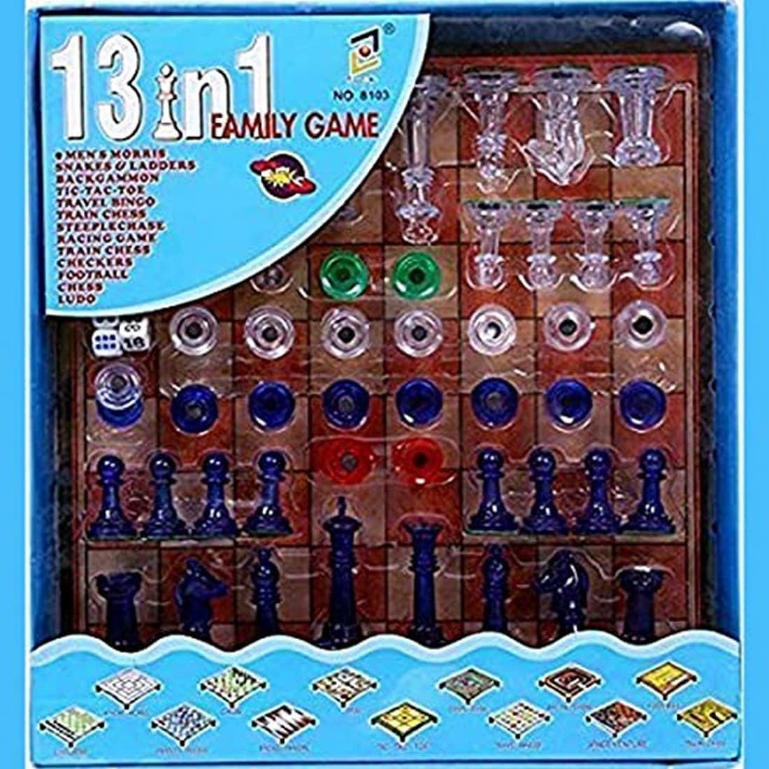 Ara Enterprise 13 in 1 Chess, Ludo, Tic-Tac-Toe,Checkers, Snake and Ladder and More Board Game for Kids and Family Fun Game
