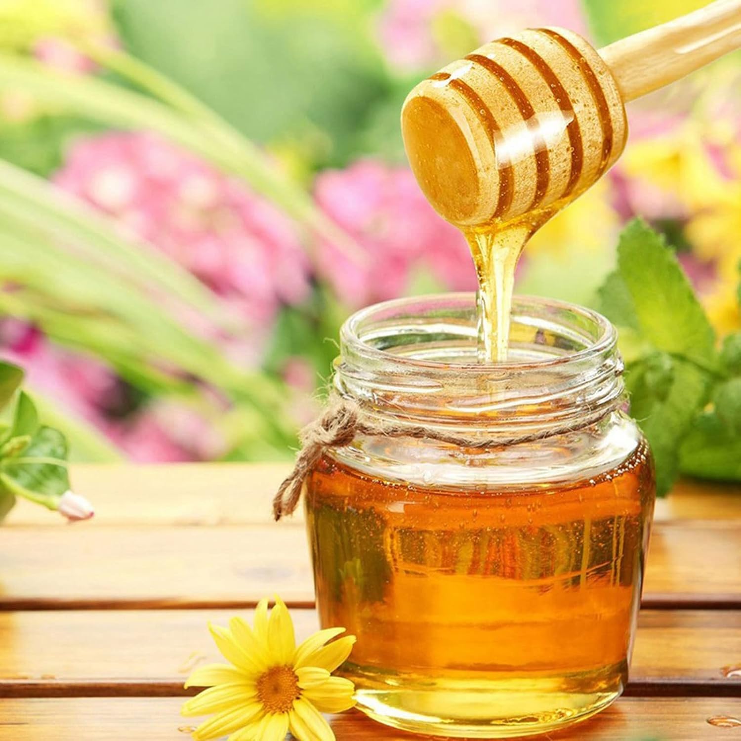 Kitchen Ladles Wood Honey Spoon Long Handle Mixing Sticks Dipper Stir Bar Honey Extractor Coffee Milk Tea Mixing Supplies Kitchen Tableware