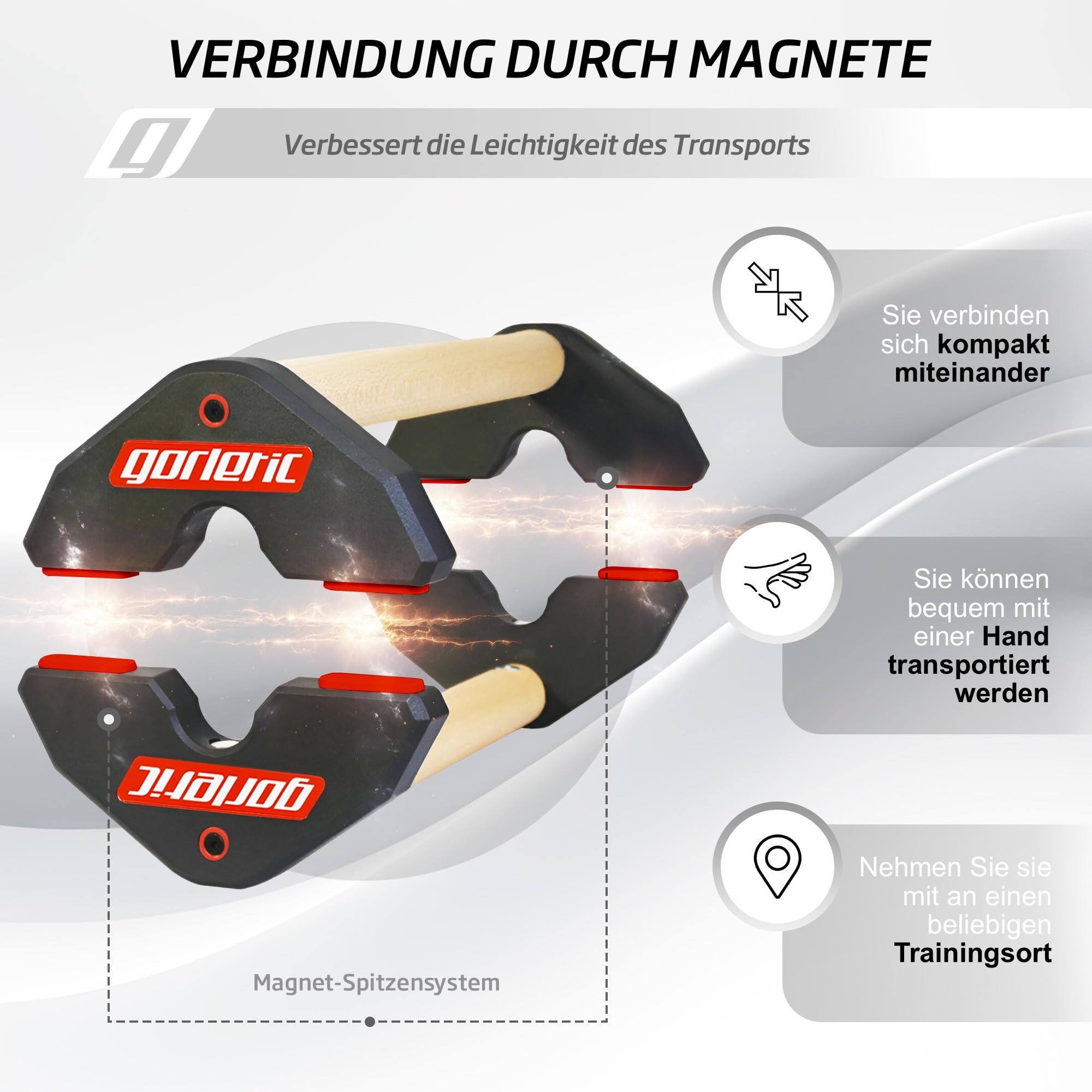LowFit PRO Gorletic Calisthenics Parallettes - Gymnastik Parallettes, einfacher Transport, Athleten getestet, Premium Magnetic Design
