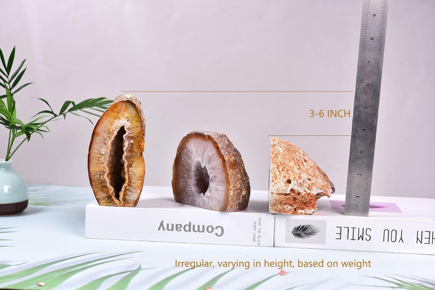 AMOYSTONE Natural Agate Home Decor – Large Agate Geode Stone Natural Brown – Unique Crystal Ornament for Bedroom, Desk (1.5-2 Lbs)