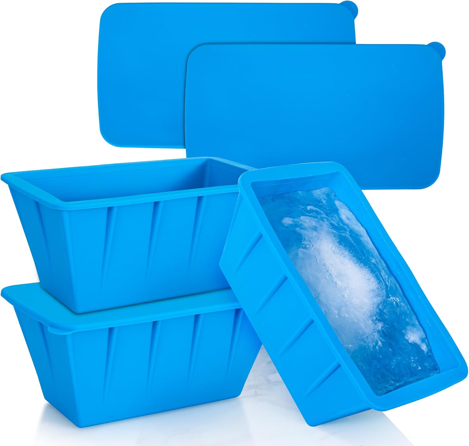 特大アイスブロックトレイ 蓋付き 9ポンド 再利用可能なシリコン製氷ホルダー 大型冷凍庫ホルダー コールドプランジ リカバリータブ