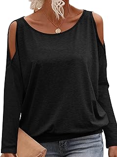 Womens Cold Shoulder Tops Banded Bottom Long Sleeve Shirts Boat Neck Fall Sexy Casual Outfits 2025