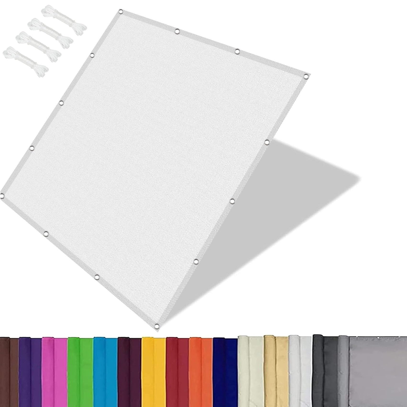 Filet d'ombrage terrasse rectangulaire blanc 1.2x3.8 m avec oeillets de jardin