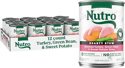 Nutro Hearty Stew Cuts in Gravy Adult Wet Dog Food Turkey Recipe, 12.5 oz Cans (12 Count, Pack of 1)