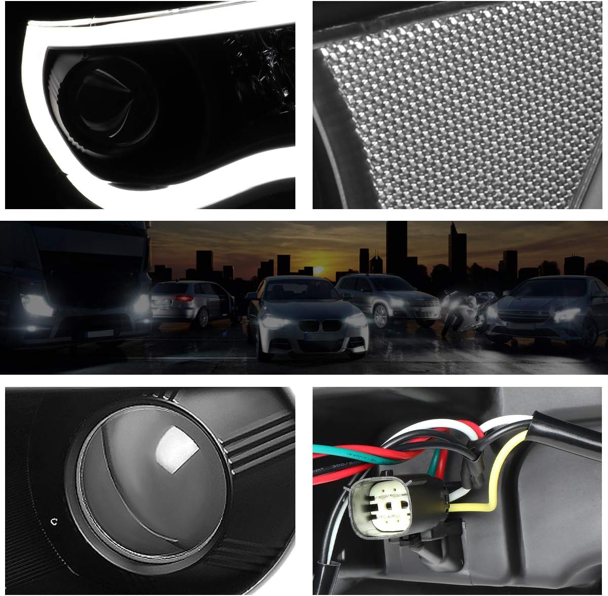 PM PERFORMOTOR 3D LED DRL Projector Headlights Assembly Compatible with 15-23 Chevy Colorado,Black Housing/Clear Lens