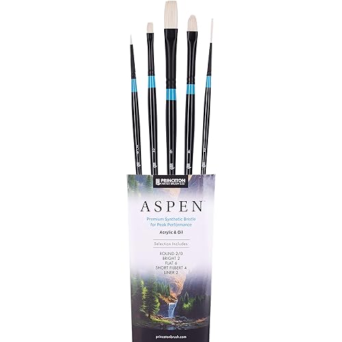 Princeton Aspen 6500 Series 5pc Professional Paint Brushes for Acrylic