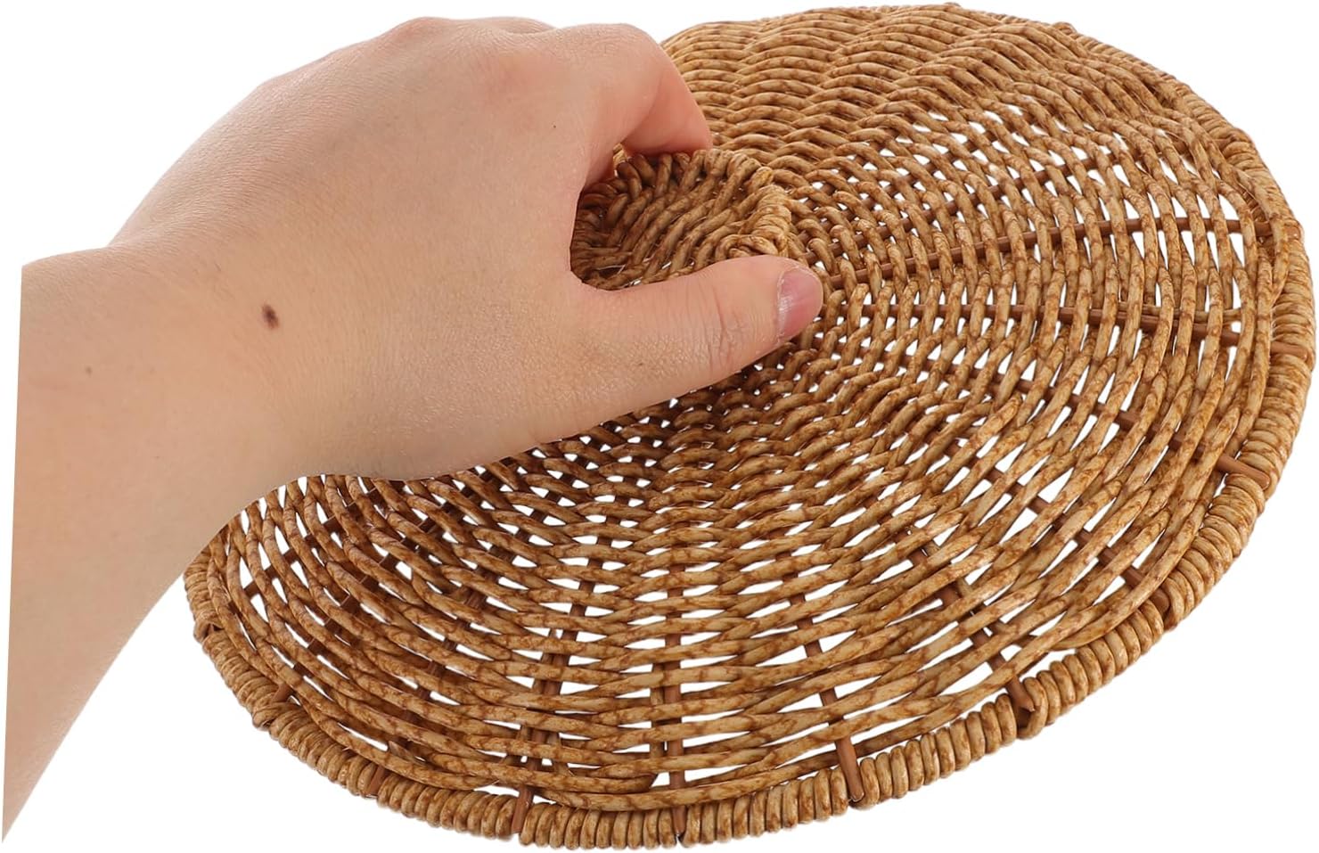 Happyyami Handwoven Decorative Storage Basket Lid Artisan Plastic Cover for Picnic Laundry and Home Decor Versatile Replacement for Woven Hampers and Bins