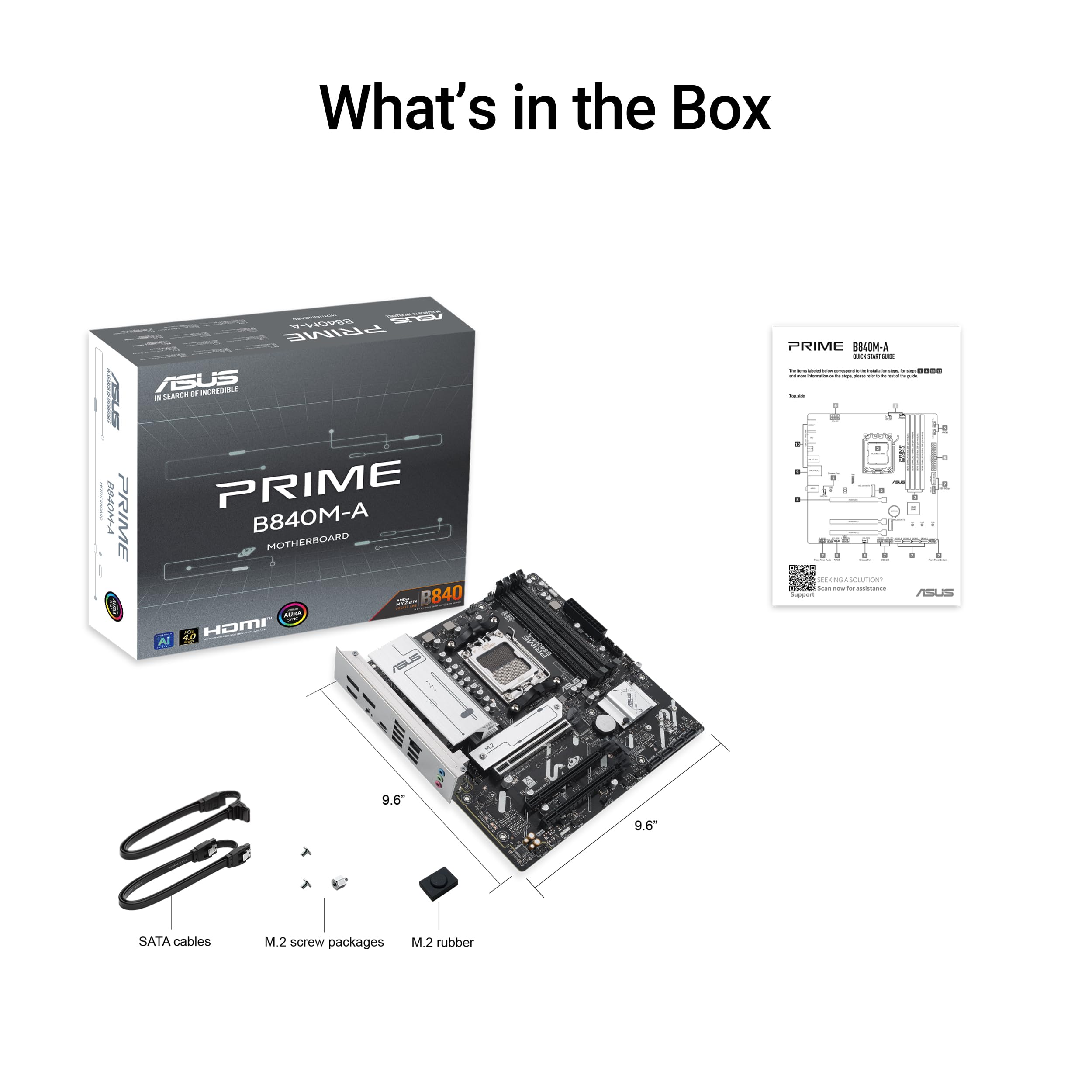 ASUS PRIME B840M-A-CSM, płyta główna AMD mATX, gniazdo DDR5, czarna