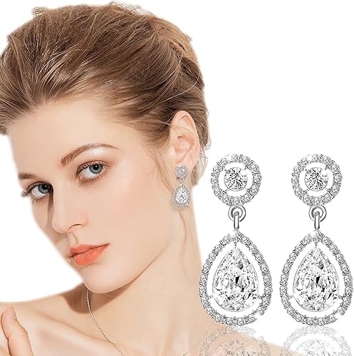 Miniatura 5 de Women's Earrings Men's and Women's Diamond Earring Fashion Carving Crystal Shaped Hollow Zircon Water Drop Full Earrings Rose Gold Earrings for