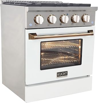 Kucht KDF302-W-GOLD Dual Fuel Range, White & Gold