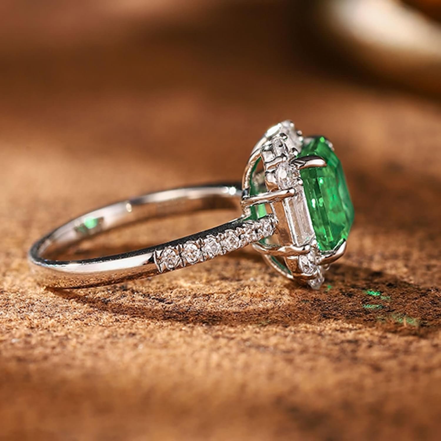 9K / 14K / 18K Yellow Gold Rings for Women Anniversary, Solitaire Oval with 0.3ct Emerald, Ring Wedding Gold Green Women