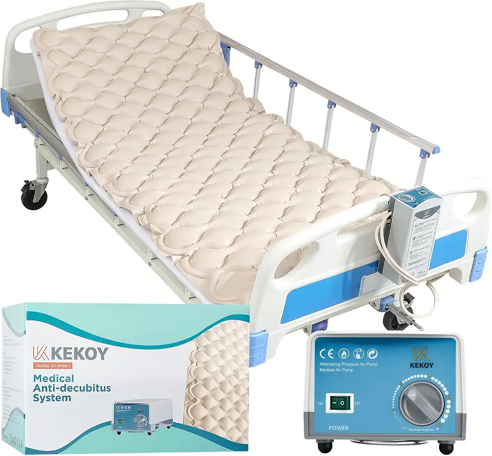 Kekoy Antidekubitus Matratze mit flüsterleisen Pumpe und Wasserdicht, für Dekubitus Grad I, Dekubitus Hilfsmittel für Krankenhaus, Zuhause, Krankenbett, 190 x 91 cm