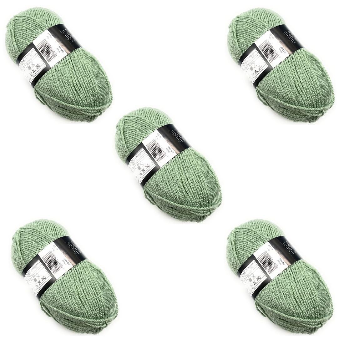 Ovillo verde Aran de tacto suave, hilado de alta densidad en tono salvia para prendas