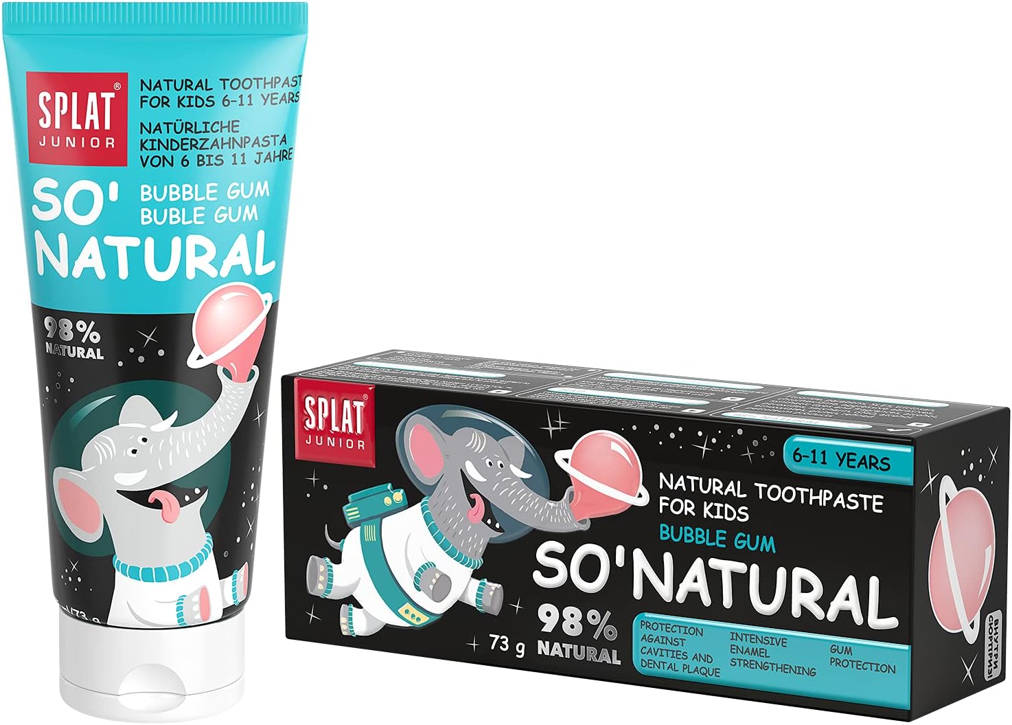 Junior Bubble-Gum Flavoured Toothpaste|6-11 Years|Free from: SLS/SLES, mint, fluoride, parabens|Natural|Active Calcium|Gum Health|Enamel Strengthening|Cavities & Plaque Protection|73gm