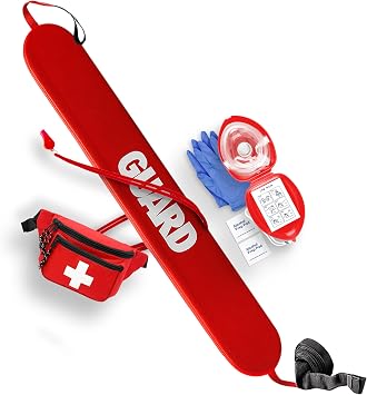 ASA TECHMED Lifeguard Rescue Tube with Matching Whistle, Medical CPR Mask, Lifeguard Fanny Pack-Aid Hip Pack - Ensuring Water Safety on Beaches, Pools, Waterfronts - Baywatch Style