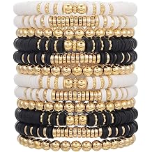 12pcs Friendship Bracelets Beaded Bracelets Heishi Bracelet Cute Bracelets Stack Vinyl Clay Disc Bead Surfer Stretch Summer Beach Bracelets For Women Preppy Bracelets
