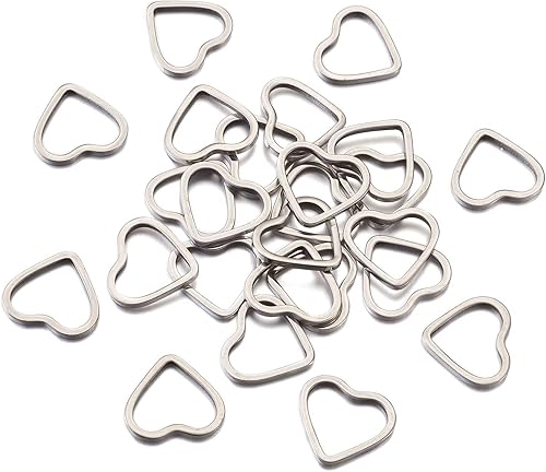 Miniatura 2 de Craftdady 30 colgantes de corazón hueco de acero inoxidable, bisel abierto, conectores de marco de corazón, anillos de enlace de 0.709 x 0.787 in
